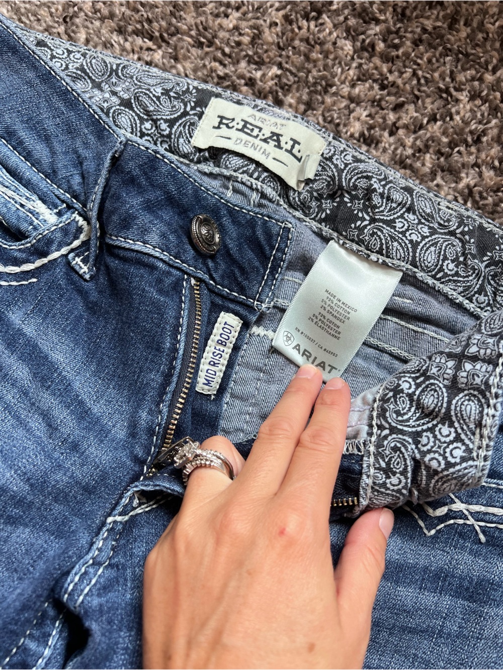 Ariat Women's Mid Rise Bootcut Jeans in Blue Denim
